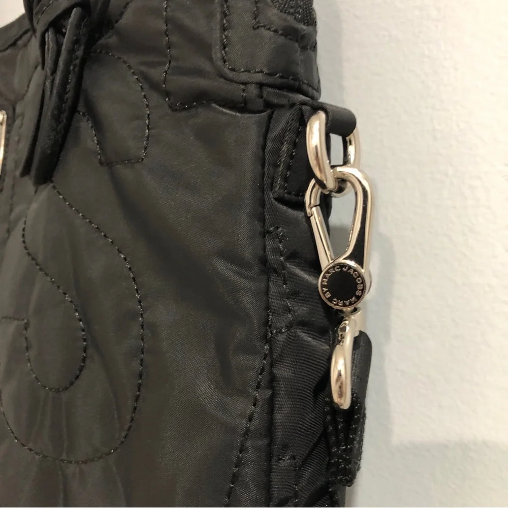 Marc By Marc Jacobs Black Quilted Logo Nylon Laptop Bag Crossbody Messenger